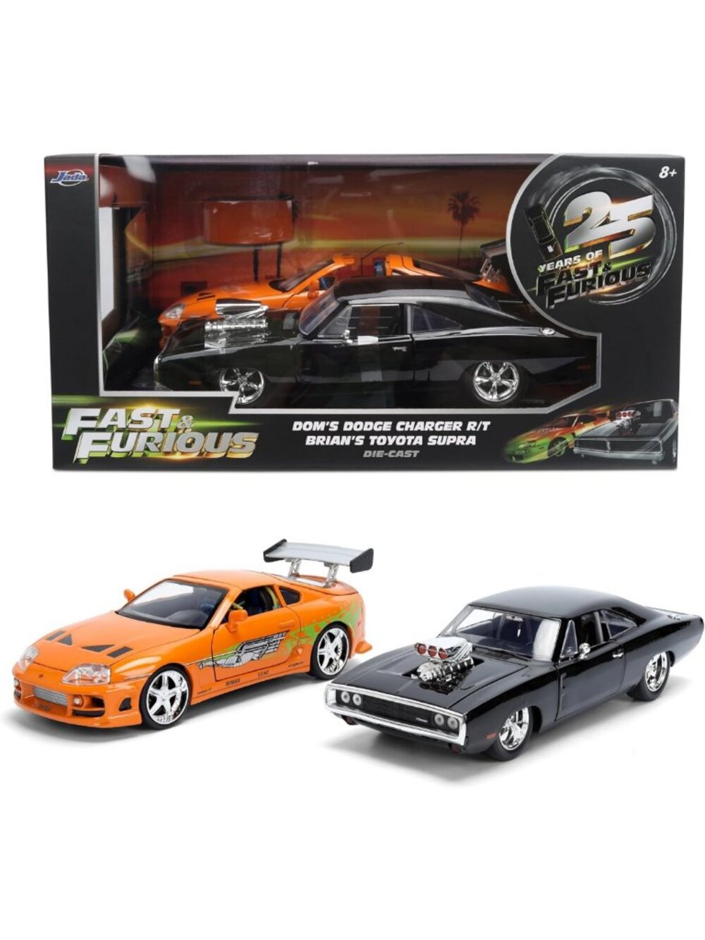 Die-Cast Twin Pack 1:24 Scale Cars - 1970 Dodge Charger & 1995 Toyota Supra